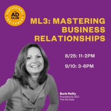 Barb Reilly, President & CEO of The Ad Club, together with a panel of marketing leaders, will discuss how to build and repair business relationships, emphasizing their importance to professional success. 
Sign up now!
#marketing #classes #theadclub #boston